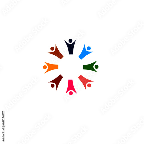 Colorful People Together Sign Symbol Logo Vector