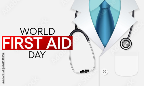 World First Aid day is observed every year in September, it is the first and immediate assistance given to any person suffering from either a minor or serious illness or injury. Vector illustration