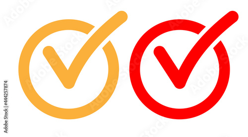 Check list icon box. Checkmark right vector shape sign in a cricle. Correct mark vote symbol.