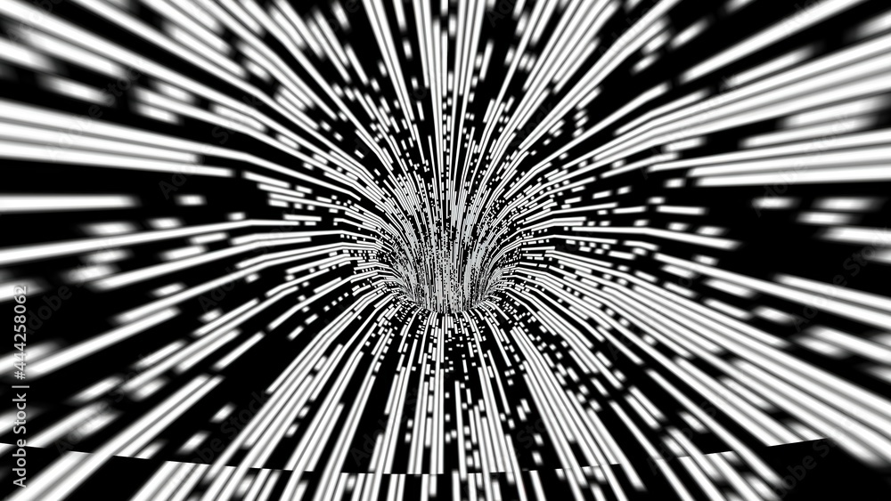 Obraz premium Driving through the bit stream digital pixel tunnel