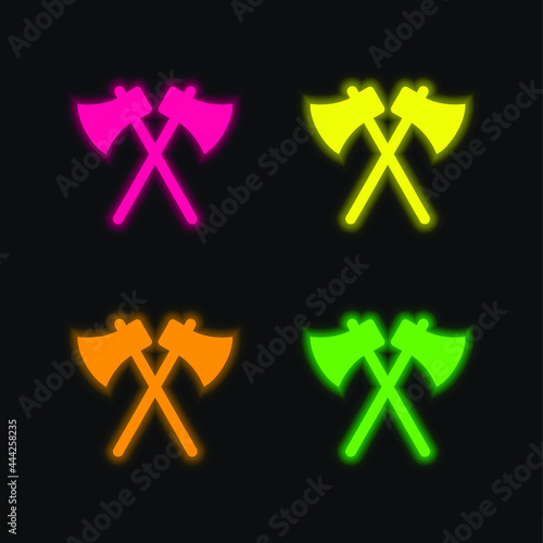 Axes four color glowing neon vector icon