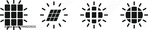 Solar panels and sun, vector illustration