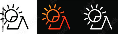 Solar panels and sun, vector illustration