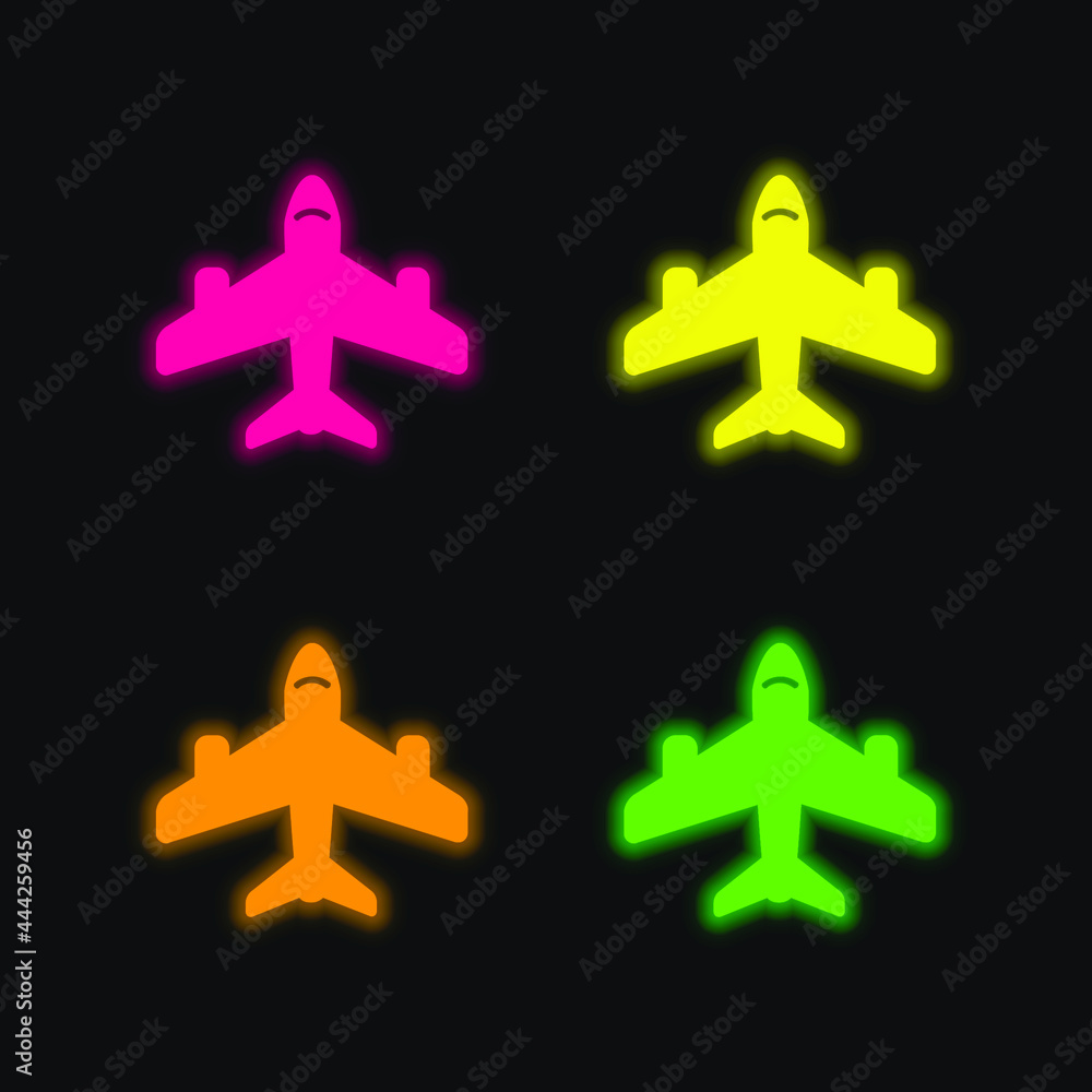 Obraz premium Airport Sign four color glowing neon vector icon