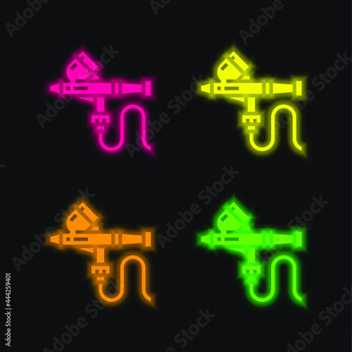 Airbrush four color glowing neon vector icon