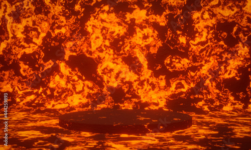 3D abstract volcanic magma podium