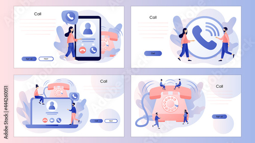 Phone Call concept. Accept Button, Decline Button, Video call. Incoming Call. Communication device. Screen template for landing page, template, ui, web, mobile app, poster, banner, flyer. Vector 