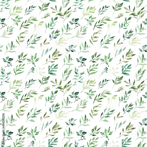 Watercolor greenery seamless pattern for fabric. Woodland greenery seamless paper, Green leaf natural repeat, eucalyptus green background seamless