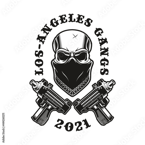 Vector illustrations of gangsta skull in a bandana