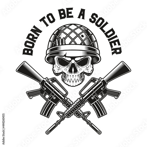 a vector illustration of a skull soldier with M16 rifles photo