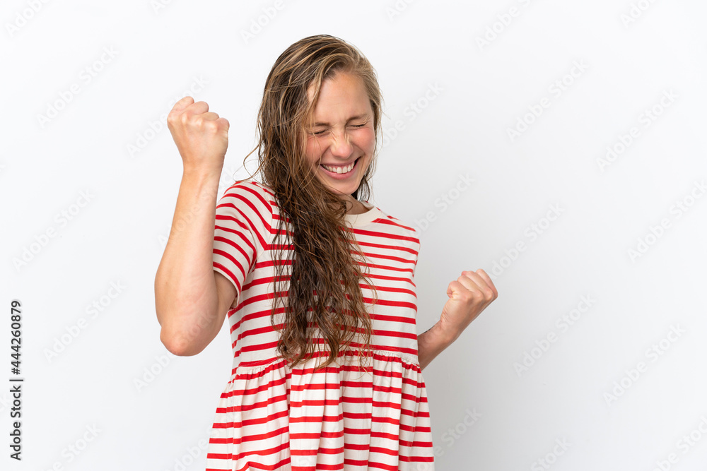 Young caucasian woman isolated on white background celebrating a victory Young caucasian woman isolated on white background celebrating a victory
