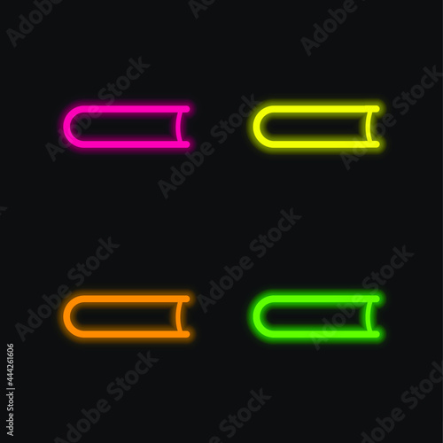 Book Outline From Bottom View four color glowing neon vector icon