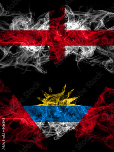 Flag of England  English and Antigua and Barbuda  Antiguan and Barbudan countries with smoky effect