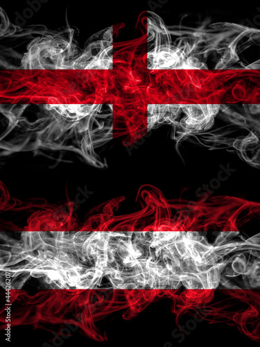 Flag of England, English and Austria, Austrian countries with smoky effect