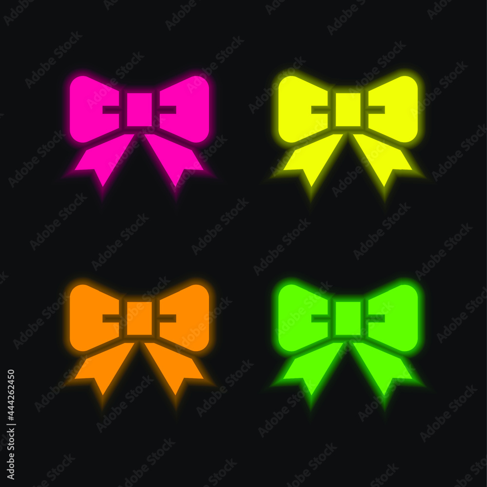 Obraz premium Bow Tie four color glowing neon vector icon