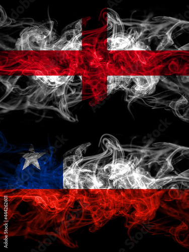 Flag of England, English and Chile, Chilean countries with smoky effect