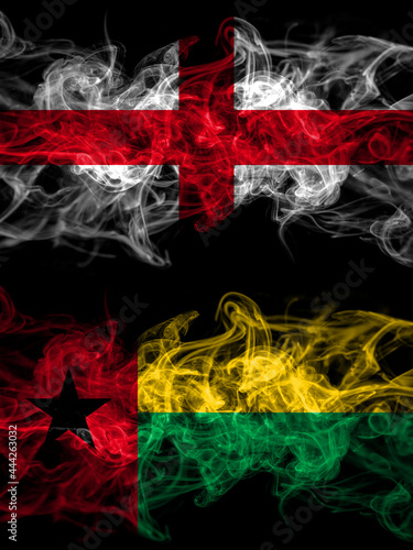 Flag of England, English and Guinea Bissau countries with smoky effect