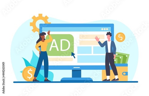 Male and female characters paid for advertising click on website