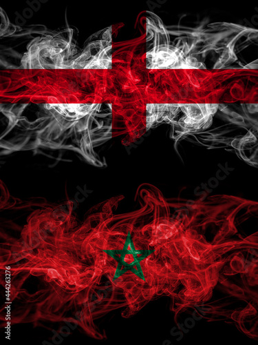 Flag of England, English and Morocco, Moroccan countries with smoky effect
