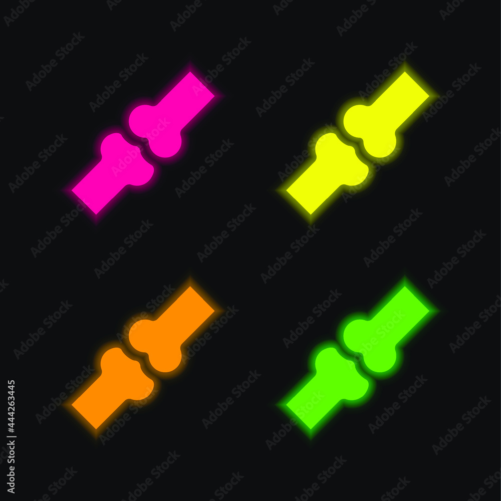 Obraz premium Bones four color glowing neon vector icon