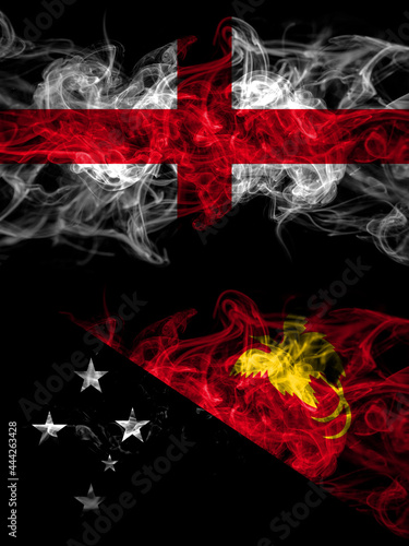 Flag of England, English and Papua New Guinea countries with smoky effect