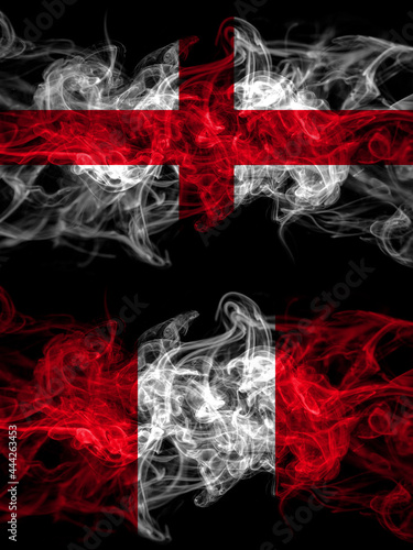 Flag of England, English and Peru, Peruvian countries with smoky effect