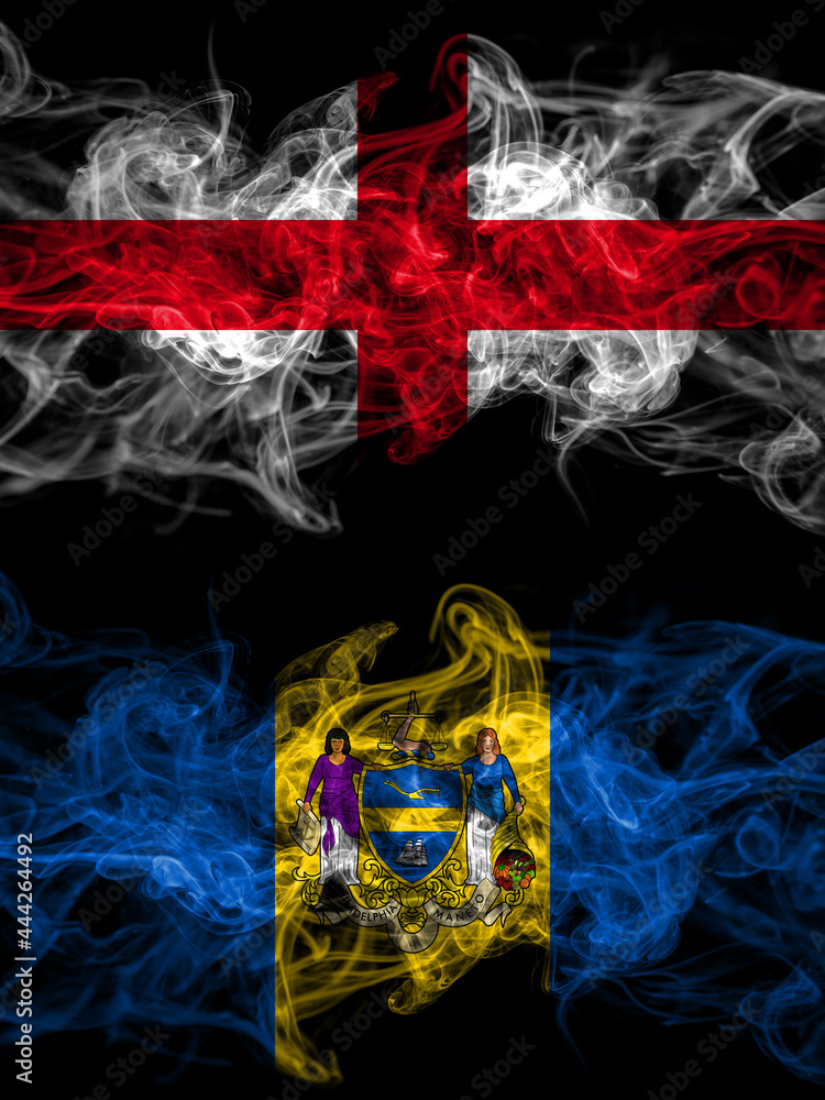 Flag of England, English and United States of America, America, US, USA, American, Philadelphia, Pennsylvania countries with smoky effect Flag of England, English and United States of America, America, US, USA, American, Philadelphia, Pennsylvania countries with smoky effect