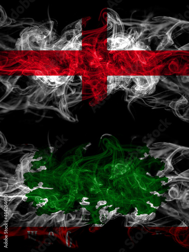 Flag of England, English and United States of America, America, US, USA, American, Woodland, California countries with smoky effect