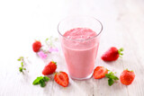 strawberry smoothie- glass of fruit juice