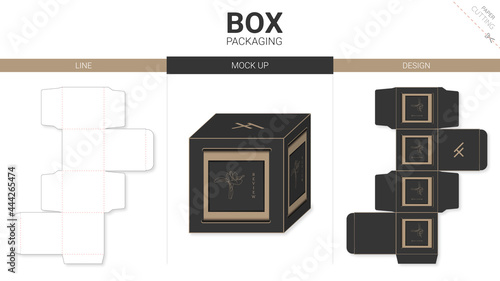Box packaging and mockup die cut template