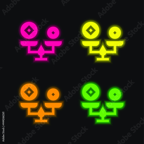 Balance four color glowing neon vector icon