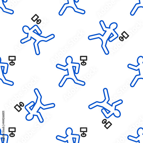 Line Murder icon isolated seamless pattern on white background. Body, bleeding, corpse, bleeding icon. Concept of crime scene. Colorful outline concept. Vector