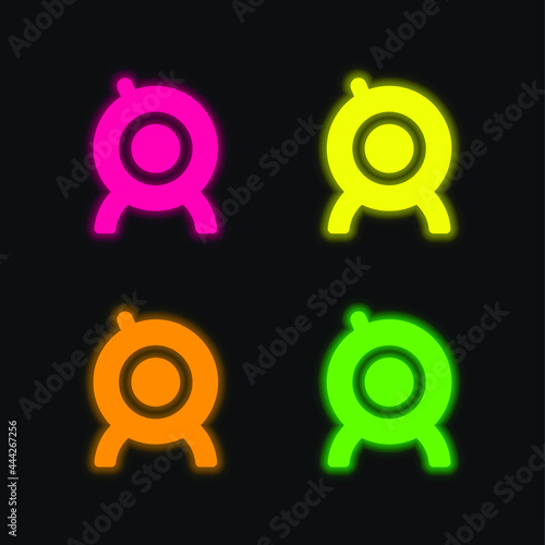 Big WebCam four color glowing neon vector icon