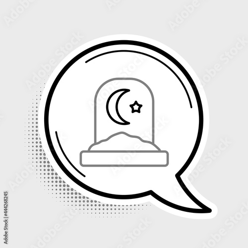 Line Muslim cemetery icon isolated on grey background. Islamic gravestone. Colorful outline concept. Vector