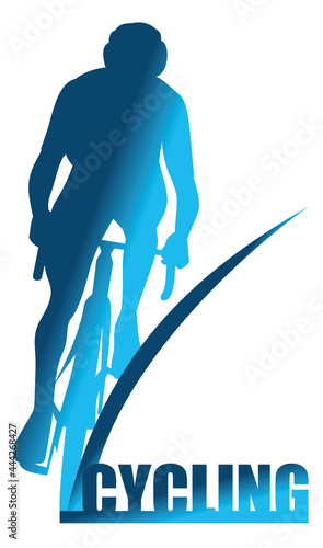 Vector illustration of a silhouette of a cyclist.