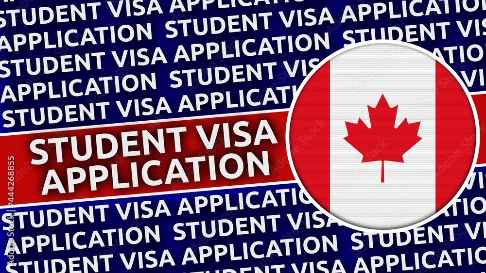 Canada Circular Flag with Student Visa Application Titles - 3D Illustration Canada Circular Flag with Student Visa Application Titles - 3D Illustration