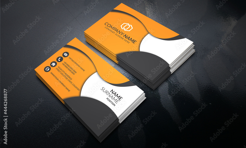 Obraz premium Black and Orange color Modern Business Card