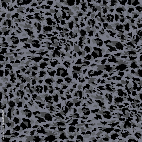 Black leopard  panther skin camouflage abstract vector seamless pattern
