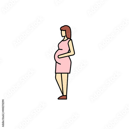 Pregnant woman olor line icon. Different stages person's life.