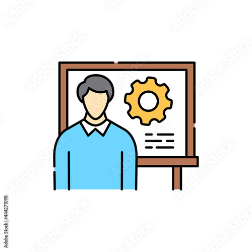 Highly specialized courses olor line icon. Children learning.