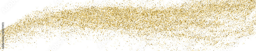 Gold Glitter Texture On White. Horizontal Long Banner For Site.Panoramic Celebratory Background. Golden Explosion Of Confetti. Vector Illustration, Eps 10. Gold Glitter Texture On White. Horizontal Long Banner For Site.Panoramic Celebratory Background. Golden Explosion Of Confetti. Vector Illustration, Eps 10.