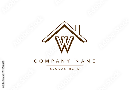 Alphabet letter W home or house logo for real estate