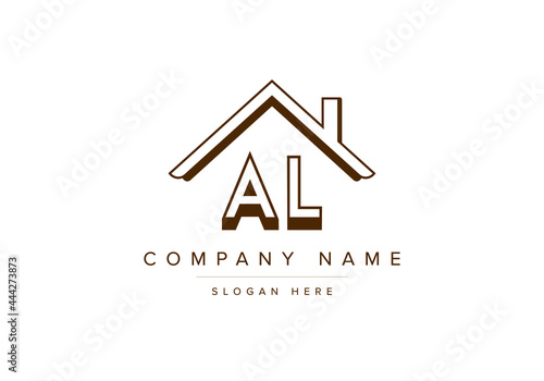 Alphabet letters AL home or house logo for real estate