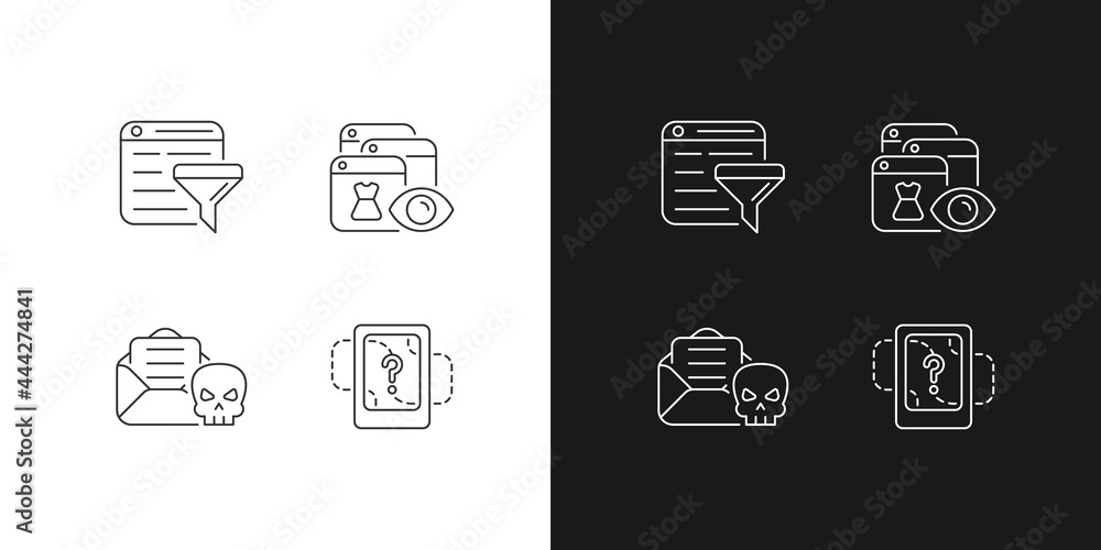 Subnet Screening Icon Network surveillance linear icons set for dark and light mode. Filter ...