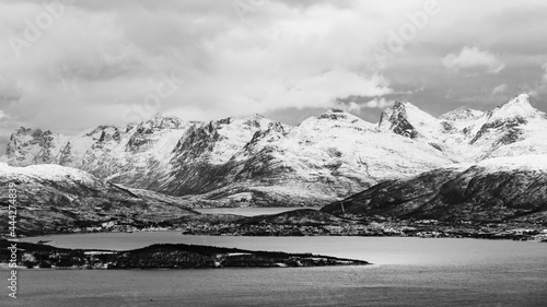 Snow covered mountains in Tromsø, Norway
