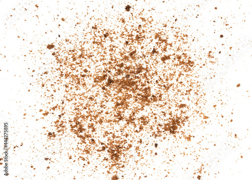 Foto Brown biscuits crumbs isolated on white background.