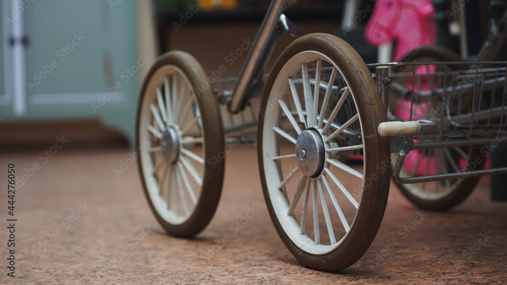 wheels of an baby carriage