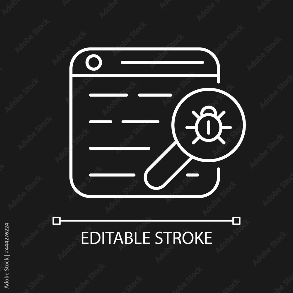 Web bug white linear icon for dark theme. Web beacon. Gathering, tracking webpage information. Thin line customizable illustration. Isolated vector contour symbol for night mode. Editable stroke Web bug white linear icon for dark theme. Web beacon. Gathering, tracking webpage information. Thin line customizable illustration. Isolated vector contour symbol for night mode. Editable stroke