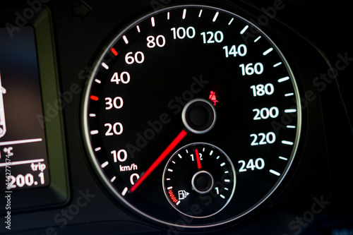 Car speedometer and tachometer with error sensors, coolant temperature and fuel gauge