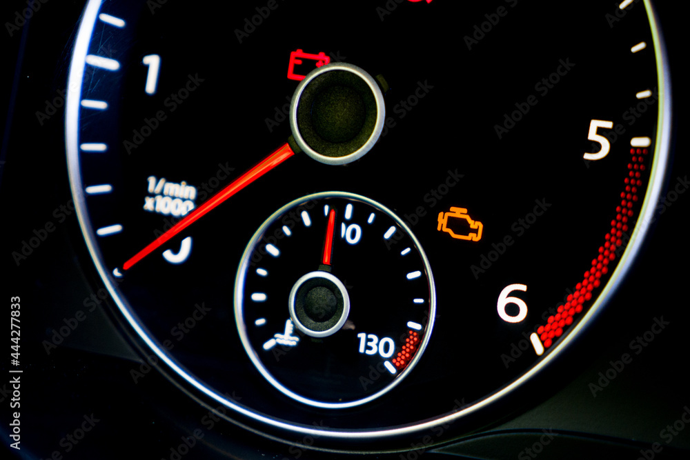 Car speedometer and tachometer with error sensors, coolant temperature and fuel gauge